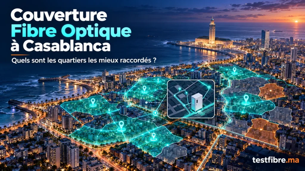 Carte illustrée de la couverture Fibre Optique dans les quartiers de Casablanca