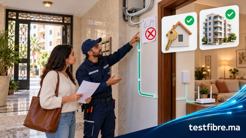 Installation Fibre dans un logement en location au Maroc avec accord du propriétaire et du syndic